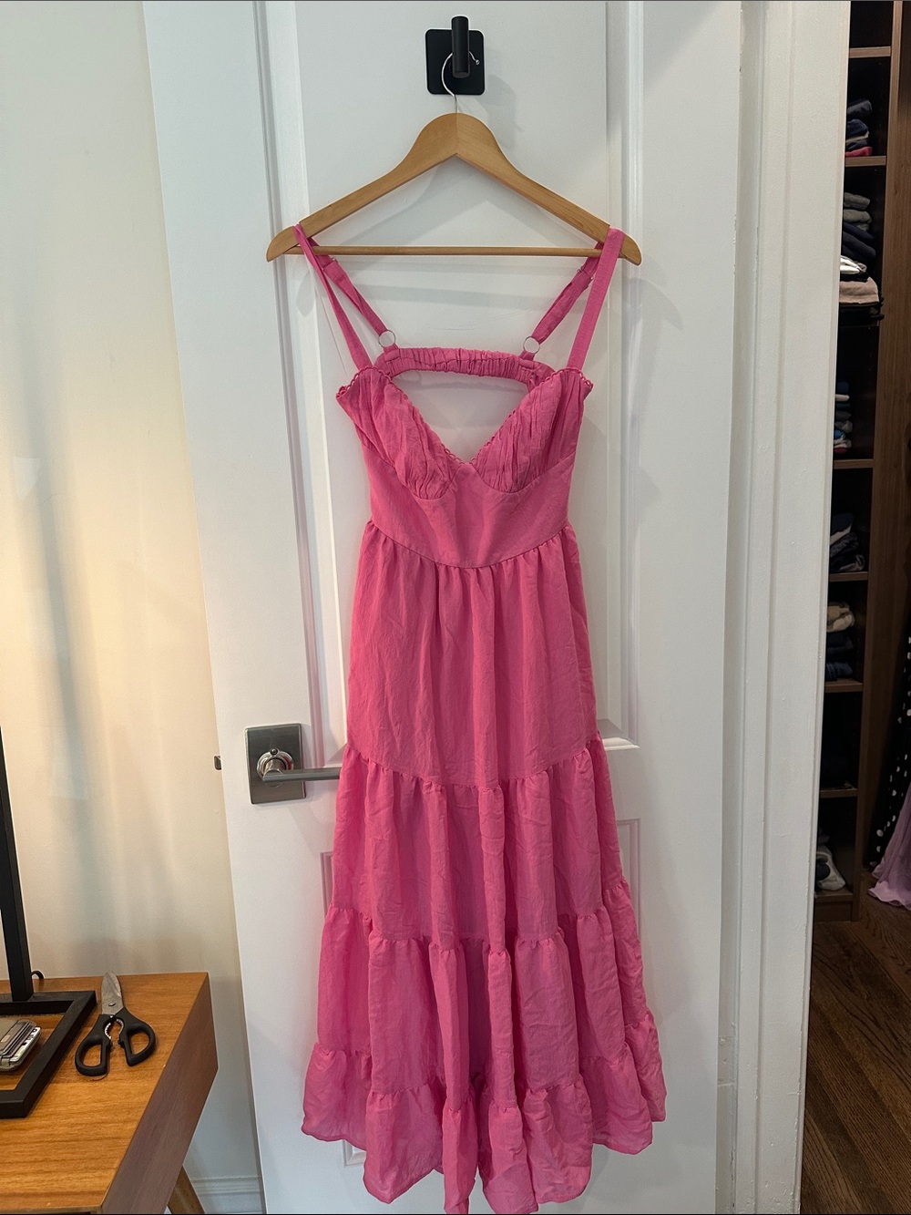 Princess Polly Hot Pink Tiered Maxi Dress with Adjustable Straps